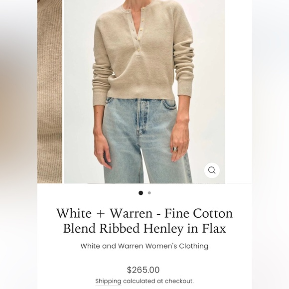 White + Warren Light Tan Button-Down Women's Shirt NWT Cotton blend Cardigan - Picture 10 of 11